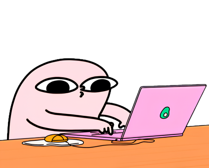 SMOL typing on a laptop with sunglasses on, very focused
